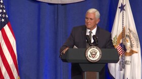 Vice President Mike Pence speaks at the Indiana GOP fall fundraising dinner in Indianapolis.