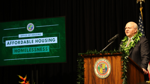 Honolulu Mayor Rick Blangiardi gave his 2023 State of the City address at the Mission Memorial Auditorium on March 14.