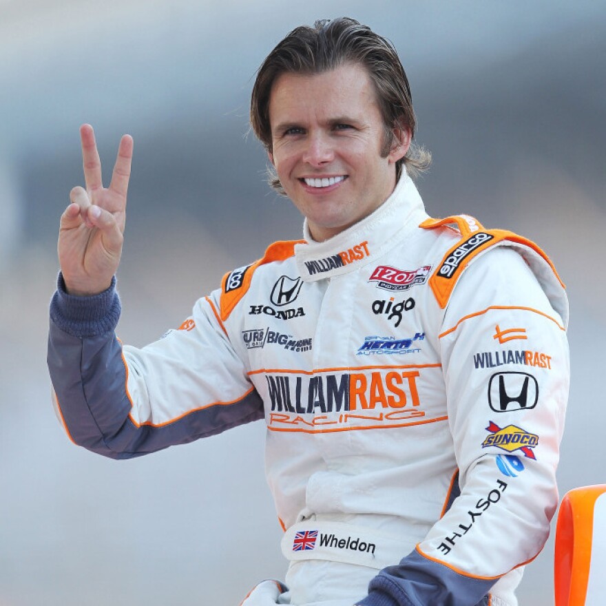 <p>Dan Wheldon of England after winning his second Indianapolis 500 last May. </p>