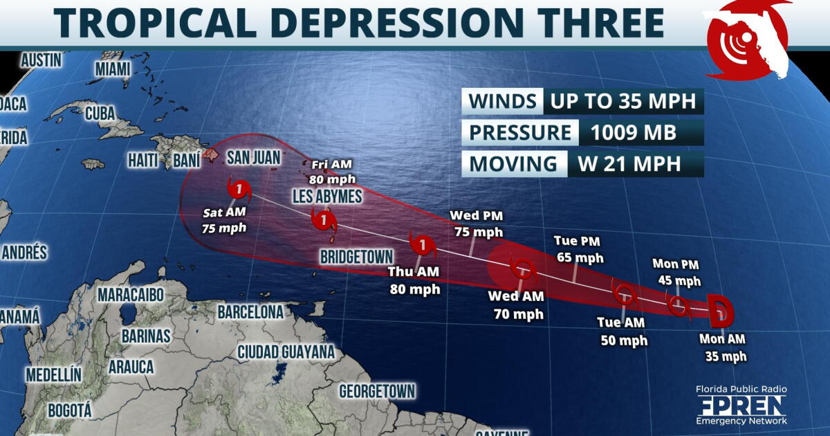 Tropical Depression Three in the Atlantic and another system likely to ...