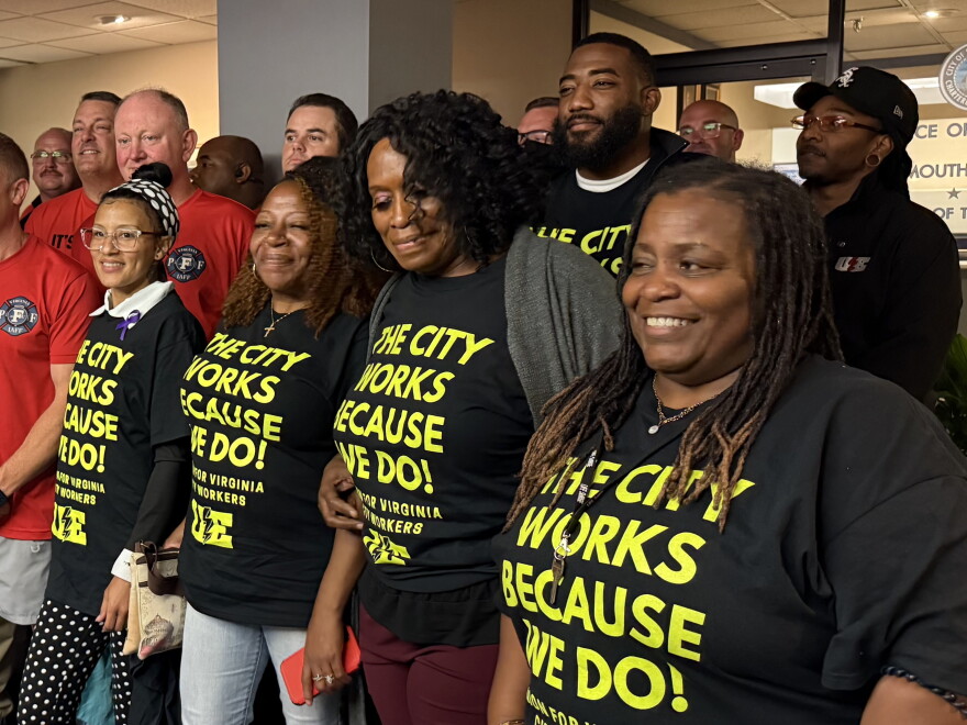 Supporters of collective bargaining in Portsmouth celebrate a 6-0 decision to create a framework in the city code for labor negotiations.