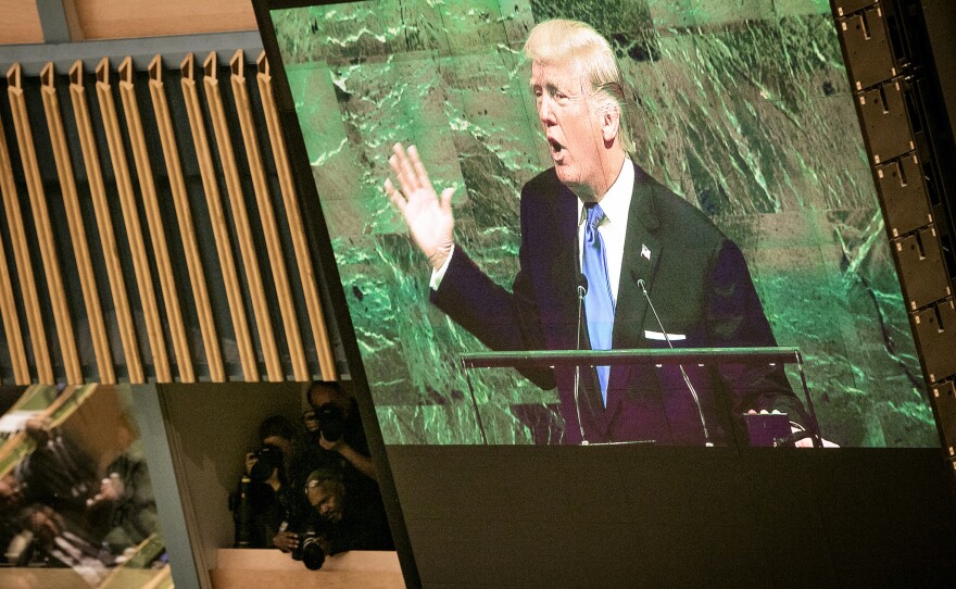 President Trump addresses the U.N. General Assembly in September 2017.