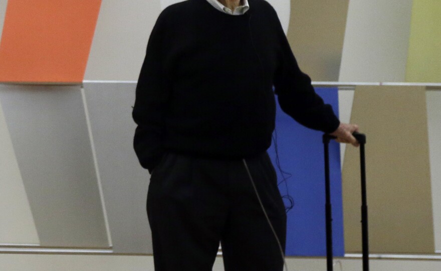 Artist Ellsworth Kelly, shown here in April at the Barnes Foundation in Philadelphia, turned 90 this May.