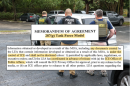 Screenshots of a highlighted document appear layered on top of a photo of ICE agents.
