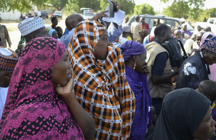 Families of kidnapped schoolgirls attend a meeting with the local government in the remote town of Chibok, Nigeria.