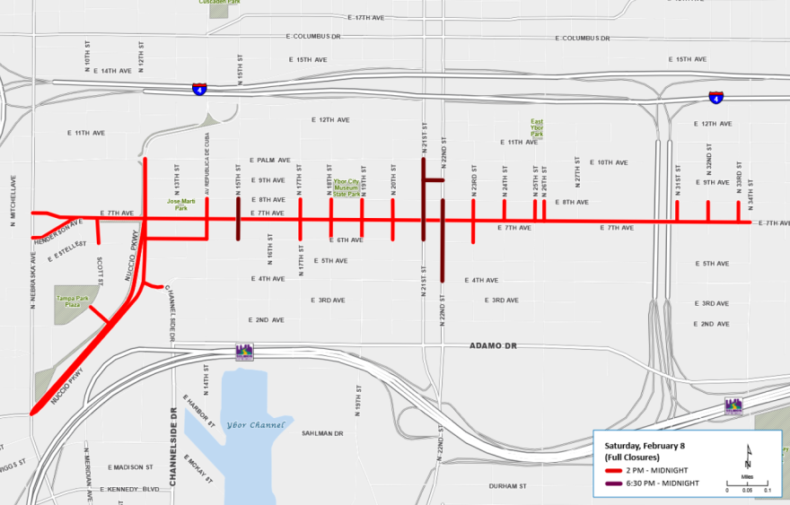 Map shows a parade route