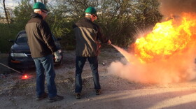 CERT fire suppression training in Lexington's CERT training program