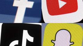 This combination shows the logos of Facebook, YouTube, TikTok and Snapchat on mobile devices. Florida's new digital bill of rights goes into effect July 1, 2024 requiring new privacy disclosures and rules for most large ad-based Internet companies.