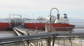 A tanker takes on a shipment at the Kenai LNG plant in October 2015.