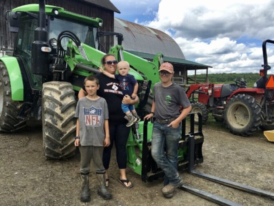 Family with tractor
