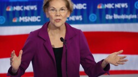 Democratic presidential candidate Elizabeth Warren speaks during last month's presidential primary debate in Atlanta. CREDIT: John Bazemore/AP