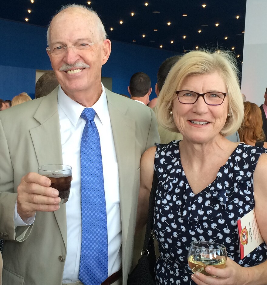 Jim Scott with wife Donna Hartman at the Reds Hall of Fame induction dinner in June 2016.
