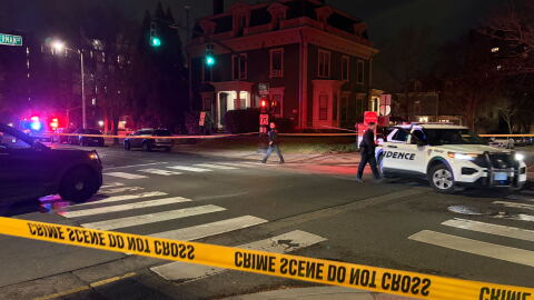 Police block off Hope and Waterman st. in Providence.