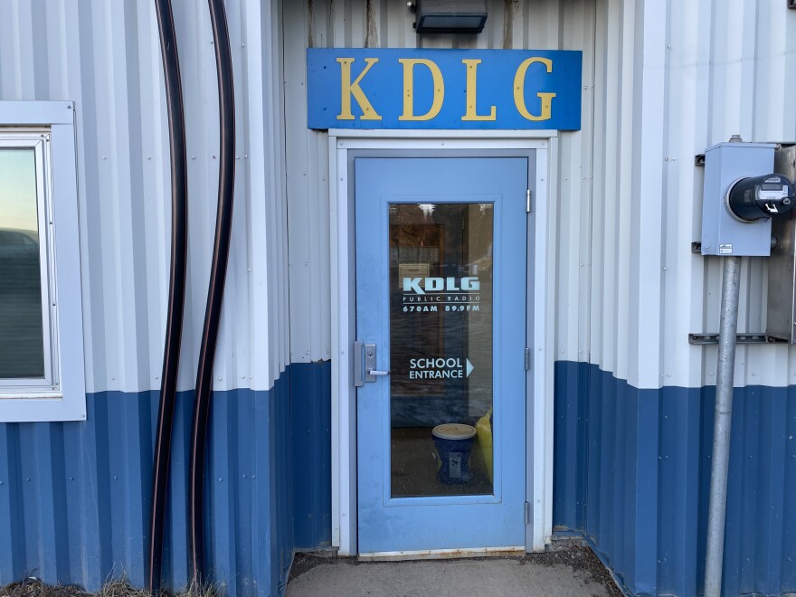 KDLG public radio station's front entrance, Dillingham, Alaska.