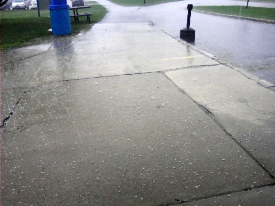 Hail hit the ground in Buffalo Wednesday morning