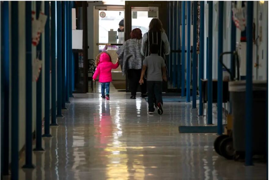  Students and teachers walk through the halls at Cactus Elementary School on Jan. 28, 2020. 