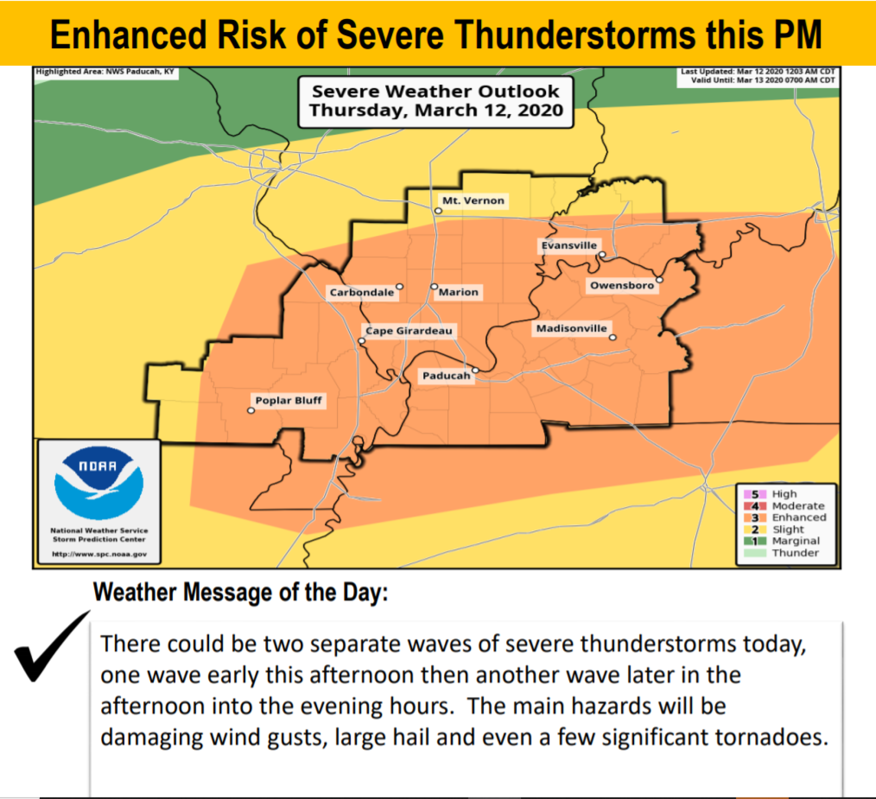 UPDATE: Second Round of Severe Weather Expected This Evening | WKMS