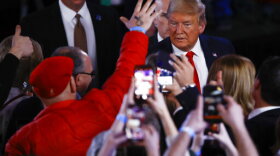 President Donald Trump meets with attendees after a FOX News Channel Town Hall, co-moderated by FNC's chief political anchor Bret Baier of Special Report and The Story anchor Martha MacCallum, in Scranton, Pa., Thursday, March 5, 2020. (AP Photo/Matt Rourke)