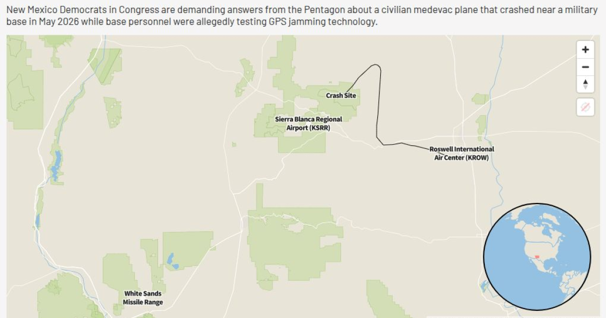 Coverage image for: Lawmakers ask questions of Pentagon after medevac plane crash near New Mexico missile range