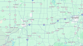 A map showing I-49 from the Arkansas state line to Nevada, Mo.