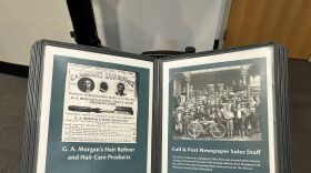 A display at the Western Reserve Historical Society in Cleveland showcases Garrett Morgan’s accomplishments, which included inventing hair care products and founding the Cleveland Call & Post newspaper, which is still in print today.