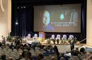 The interior of Harrison Auditorium on the North Carolina Agricultural and Technical State University campus was half full for the memorial service for alumnus Joseph McNeil. His smiling image was projected on a large on-stage screen.   