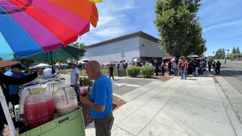 Food vendors set up outside the Mexican consulate office as a long line of people waited to cast a vote in Mexico's presidential election. Voters in Fresno were among thousands who voted from abroad in Mexico's biggest election, which saw a woman become president for the first time in history.