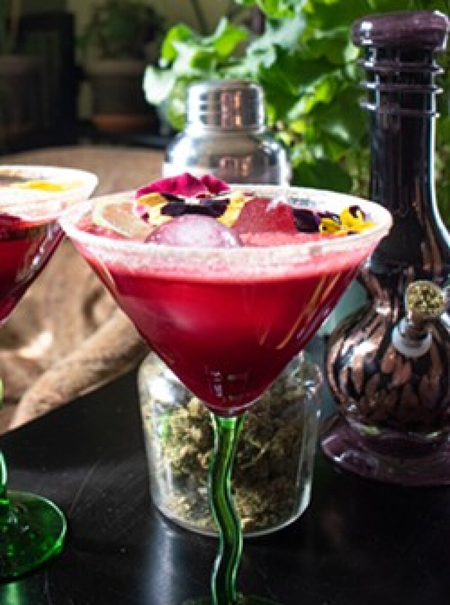 Rachel Leavy's custom cocktail, Out Like a Lion, features THC-infused hibiscus simple syrup.