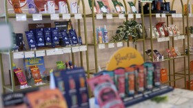 Cannabis products are displayed at a dispensary in New York, Tuesday, Aug. 12, 2025. 