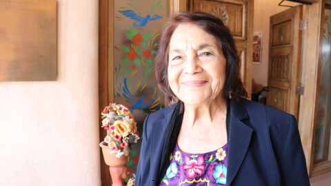 Dolores Huerta, 91, at the National Hispanic Cultural Center in Albuquerque. April 2022