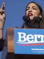 Rep. Alexandria Ocasio-Cortez, D-N.Y., speaks during a rally for presidential hopeful Sen. Bernie Sanders in Queens, N.Y., on Saturday.