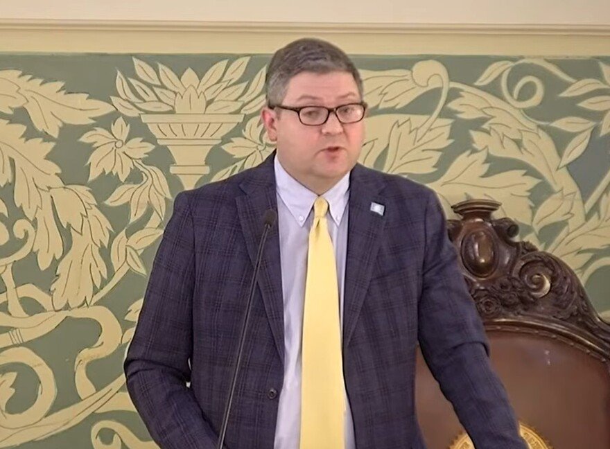 Lt. Gov. Tony Venhuizen addresses the state Senate during debate on the President of the Senate's voting authority on Jan. 23, 2026.