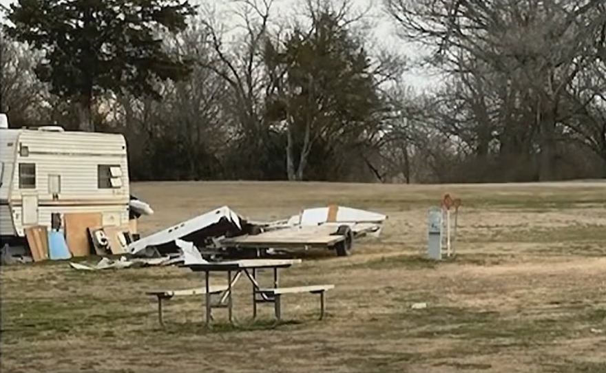 Sedgwick County staff shared photos with the commission to demonstrate issues at Lake Afton, such as this abandoned trailer. The county's Parks staff is responsible for cleaning up abandoned properties like this one. The county's new rules shorten the amount of time for a property to be considered abandoned.
