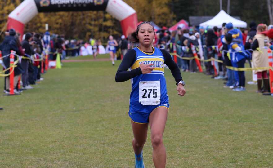 Runners compete at the ASAA cross-country running state championships in Anchorage on Oct. 3, 2026.
