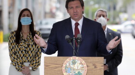 Florida Gov. Ron DeSantis speaks at a news conference during the new coronavirus pandemic, Thursday, May 14, 2020, in Doral, Fla. DeSantis has signed an executive order for the reopening of Miami-Dade and Broward counties on May 18. (AP Photo/Lynne Sladky)