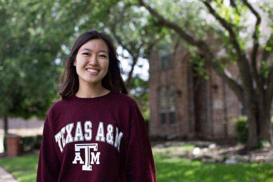Anita Chaiprasert poses in front of her family’s home in Plano