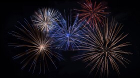 Isolated Firework. Five Different Firework Explosions Isolated.