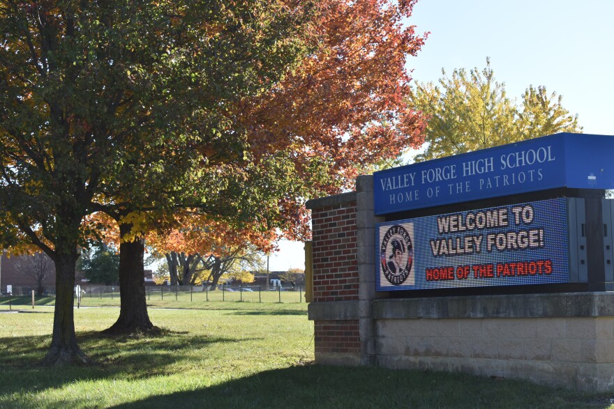 The sign outside Parma City School District's Valley Forge High School in fall 2025.
