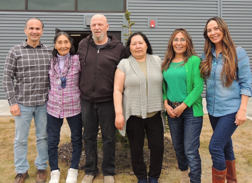 Helen Dick (second from left) with her family at Monday's ceremony.