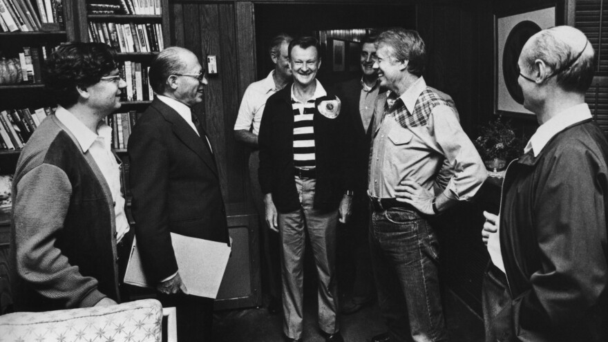 The American and Israeli teams meeting at Camp David, Maryland in September 1978.