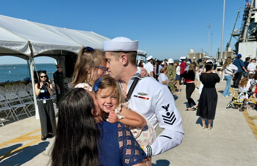 Families from USS Gerald R. Ford reunite at Naval Station Norfolk after nearly 11 months at sea.
