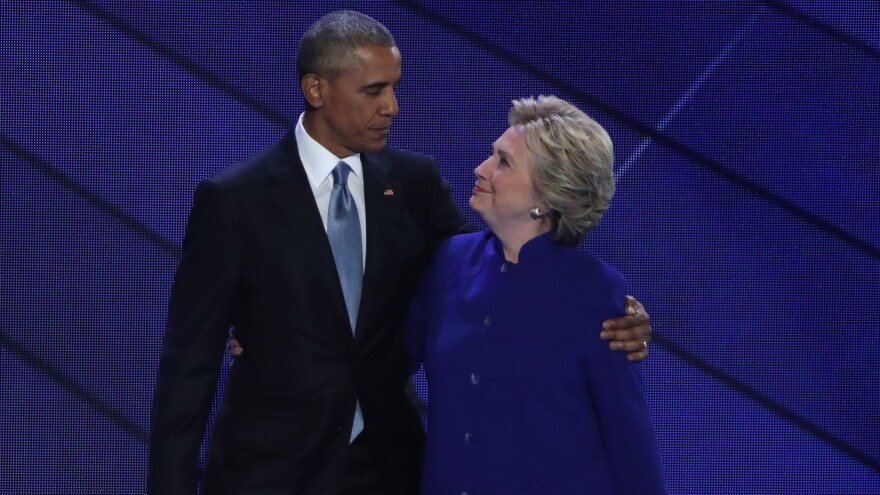 The Secret Service says the packages addressed to former Secretary of State Hillary Clinton and former President Barack Obama, seen here in 2016, "were immediately identified during routine mail screening procedures as potential explosive devices."