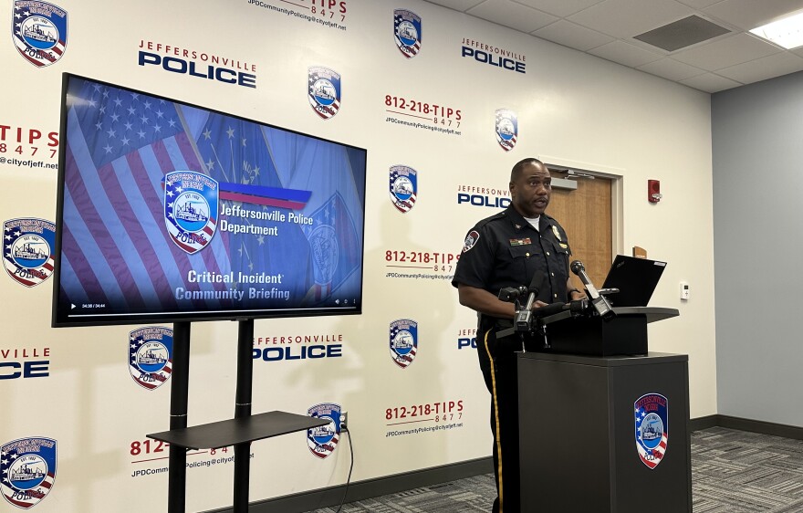 Jeffersonville Police Chief Kenny Kavanaugh speaks during a news conference Friday, following a presentation by Maj. Josh Lynch on details that led to the police shooting of a man in August.