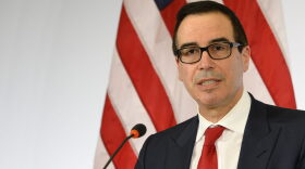 Secretary of the Treasury Steven Mnuchin speaks during a press conference at the G20 Finance Ministers and Central Bank Governors Meeting in Baden-Baden, southern Germany, on March 18, 2017. (Thomas Kienzle/AFP/Getty Images)