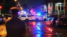 Police work the scene of a shooting on July 3, 2023 in Philadelphia, Pennsylvania. (Drew Hallowell/Getty Images)