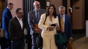 David Chaney (left) and Ben Harris (right) walk to the courtroom with their attorneys at the Oklahoma County Courthouse on Thursday, April 30, 2026.