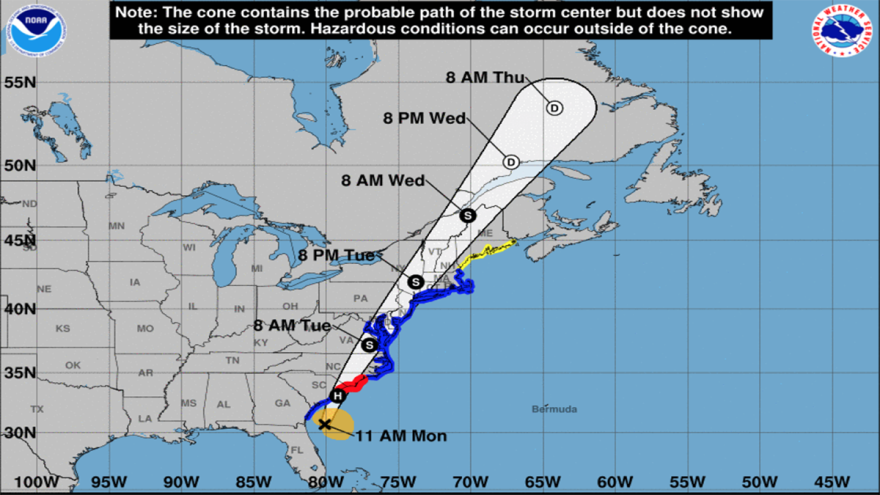 Photo courtesy of National Hurricane Center. Isaias has already slammed parts of the Carribbean and moved north along Florida's coast.