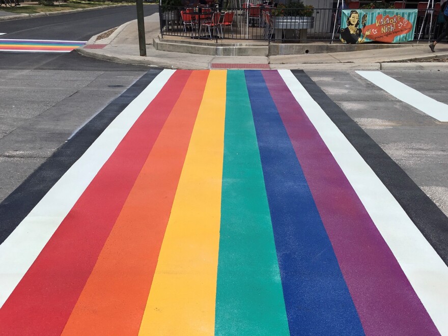 San Antonio's rainbow crosswalk when it was installed in 2018