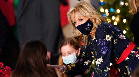 First lady Jill Biden meets with families of sailors serving aboard the USS Delaware, Thursday, Dec. 9, 2021, in Groton, Conn.