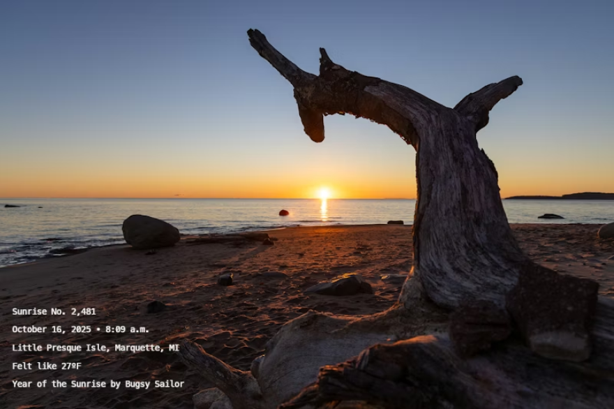 Bugsy Sailor's sunrise shot on October 16, 2025. It was taken at Little Presque Isle, in Marquette County, Michigan. (credit: Bugsy Sailor)